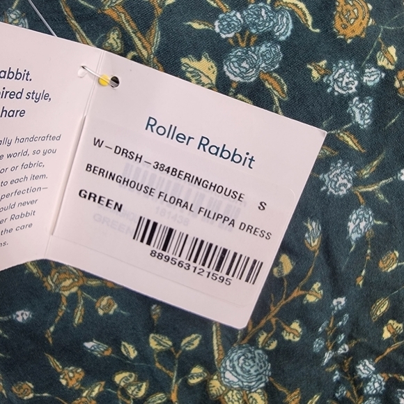 Roller Rabbit Filippa Wrap Dress S Tiered Beringhouse Green Floral Cottagecore - Picture 7 of 12